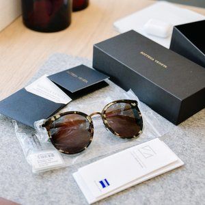 Bottega Veneta 55mm Round Sunglasses Havana Bronze Copper